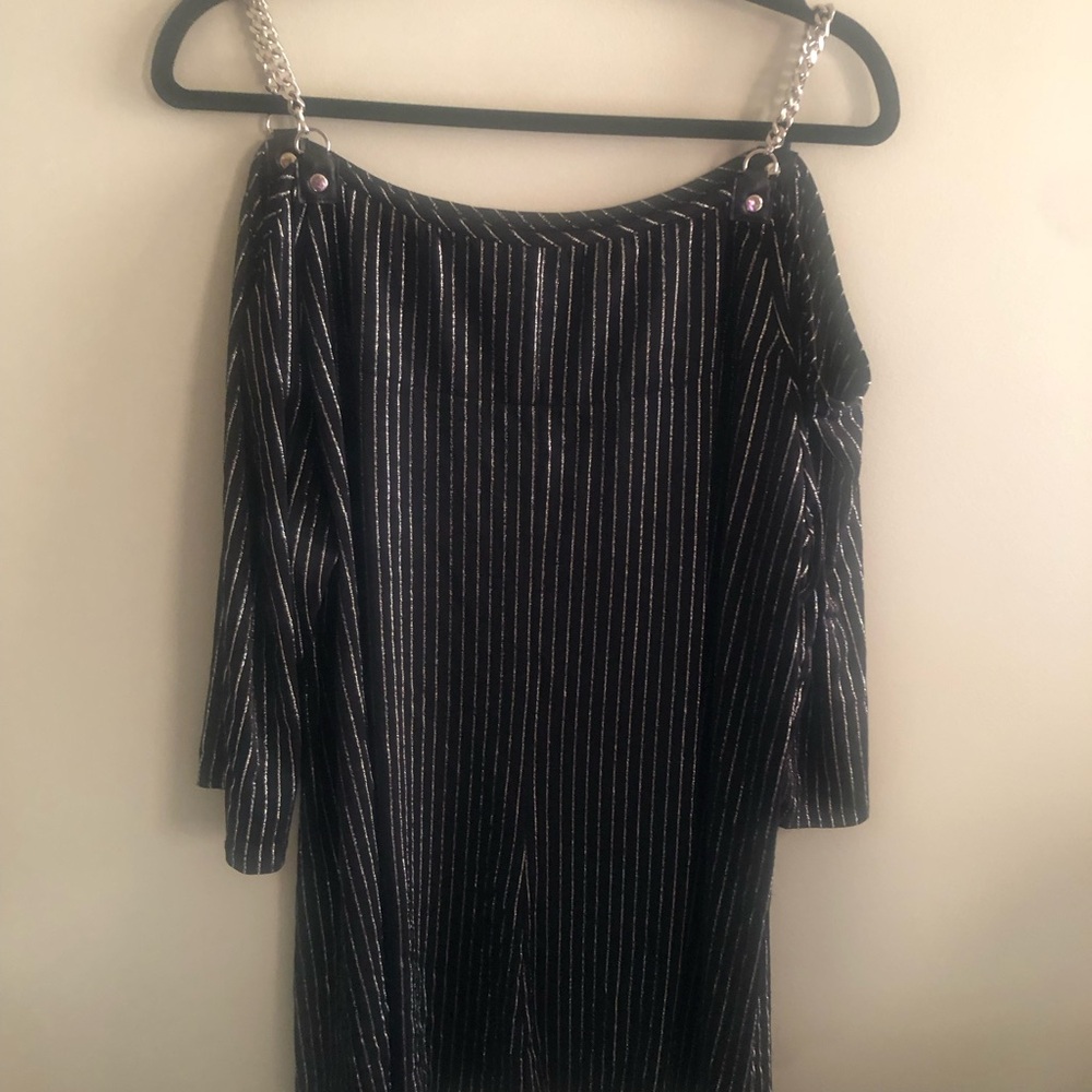 Loralette Black and Silver Striped Blouse